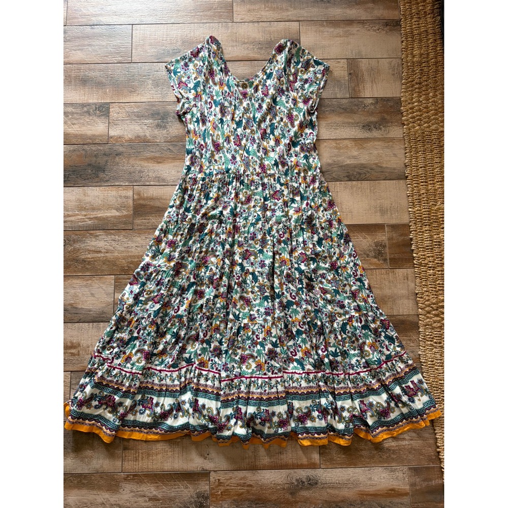 Soft Surroundings Kara Maxi Dress in Floral Paisley ,Neptune Green,
 Size XL - Picture 5 of 11